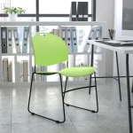 Flash Furniture HERCULES Plastic Ultra-Compact Stack Chair, Green/Black