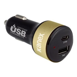 Kanex GoPower K161-1282 - Car power adapter - 32 Watt - PD (2 x USB) - black & gold