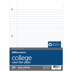 Sparco Standard White 3HP Filler Paper - 150 Sheets - Wide Ruled - Ruled Red Margin - 16 lb Basis Weight - 8in x 10 1/2in - White Paper - Bleed-free - 150 / Pack