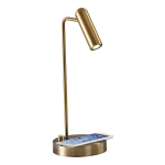 Adesso Kaye AdessoCharge LED Desk Lamp, 16-1/2inH, Brass Shade/Brass Base