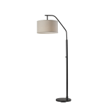 Adesso Simplee Max Floor Lamp, 66inH, Oatmeal Shade/Black Base