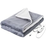 Pure Enrichment PureRelief Plush Heated Throw Blanket, 50in x 60in, Charcoal Gray