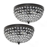 Elegant Designs 2-Light Elipse Crystal Flush-Mount Ceiling Lights, Restoration Bronze/Crystal, Pack Of 2 Lights