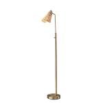 Adesso Cove Floor Lamp, 58inH, Natural Rattan/Antique Brass