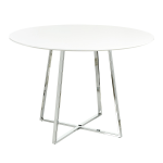 LumiSource Cosmo Dining Table, 30-1/4inH x 43-1/2inW x 43-1/2inD, Chrome/White