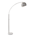 Adesso Astoria Arc Floor Lamp, 78inH, Steel Shade/White Marble Base