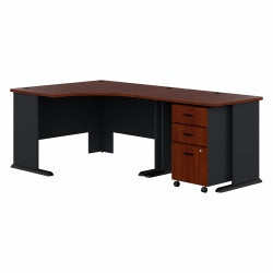 Bush Business Furniture Office Advantage 60inW Computer Desk With Mobile File Cabinet, Natural Cherry/Slate, Standard Delivery