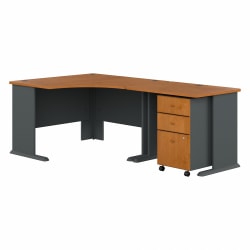 Bush Business Furniture Office Advantage 48inW Corner Desk With 36inW Return And Mobile File Cabinet, Hansen Cherry, Standard Delivery