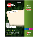 Avery Easy Peel Permanent File Folder Labels, 48266, 2/3in x 3 7/16in, 100% Recycled, White, Pack Of 750