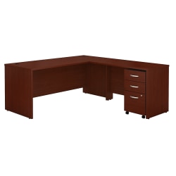 Bush Business Furniture Office Advantage 36inW Computer Desk With Mobile File Cabinet, Natural Cherry/Slate, Standard Delivery