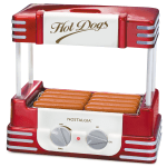 Nostalgia Electrics Hot Dog Roller And Bun Warmer, 8 Hot Dog And 6 Bun Capacity, Retro Red