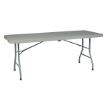 WorkSmart Resin Multi-Purpose Center-Fold Table With Wheels, 29-3/4inH x 72-1/2inW x 30inD, Light Gray