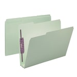 Smead Pressboard Fastener Folders With SafeSHIELD Coated Fasteners, 3in Expansion, Letter Size, 100% Recycled, Gray/Green, Box Of 25