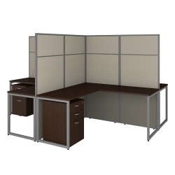 Bush Business Furniture Easy Office 60inW Cubicle Desk Workstation With 66inH Closed Panels, Mocha Cherry, Standard Delivery