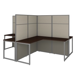 Bush Business Furniture Easy Office 60inW 4-Person L-Shaped Cubicle Desk With Drawers And 66inH Panels, Mocha Cherry, Standard Delivery