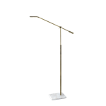 Adesso Vera LED Floor Lamp, 61inH, Antique Brass Shade/White Marble Base