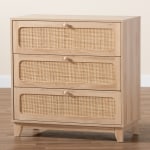 Baxton Studio Elsbeth Japandi 32inW 3-Drawer Storage Cabinet, Oak Brown/Natural Brown