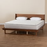 Baxton Studio Macayle Mid-Century Modern King Size Platform Bed, 82-1/2inL x 82-1/2inW x 86-1/2inD, Ash Walnut