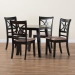 Baxton Studio Brooke Modern 5-Piece Dining Set, Beige/Dark Brown