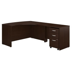 Bush Business Furniture 59inW Left-Handed L-Shaped Corner Desk With Mobile File Cabinet, Mocha Cherry, Standard Delivery