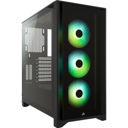 Corsair iCUE 4000X Computer Case - Midi Tower - Black - Tempered Glass, Steel, Plastic - 4 x Bay - 0 - ATX Motherboard Supported - 6 x Fan(s) Supported - 2 x Internal 3.5in Bay - 2 x Internal 2.5in Bay - 9x Slot(s)