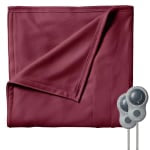 Sunbeam King-Size Electric Fleece Heated Blanket With Dual Zone, 90in x 100in, Garnet