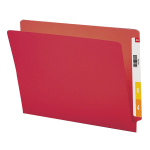 Smead Color End-Tab Folders, Straight Cut, Letter Size, Red, Box Of 100