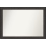 Amanti Art Narrow Non-Beveled Rectangle Framed Bathroom Wall Mirror, 27-1/2in x 39-1/2in, Rustic Plank Espresso