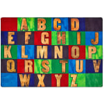 Carpets for Kids Pixel Perfect Collection Rustic Wood Literacy Seating Rug, 6ft x 9ft, Multicolor