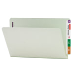 Smead Pressboard End-Tab Folders With Fasteners, Straight Cut, 1in Expansion, Legal Size, Gray/Green, Pack Of 25