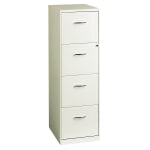 Realspace 18inD 4-Drawer Vertical Letter-Size File Cabinet, Pearl White