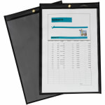 C-Line Stitched Shop Ticket Holders - Support 8.50in x 14in , 11in x 14in Media - Vinyl - 25 / Box - Black, Clear - Heavy Duty