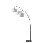 Adesso Trinity Arc Floor Lamp, 74inH, White Shade/Brushed Steel Base