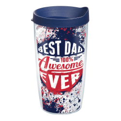 Tervis Best Dad Ever Tumbler With Lid, Splatter Design, 16 Oz, Clear