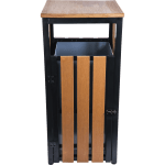 Lorell Outdoor Waste Bin, 14.69 Gallons, Teak