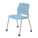 KFI Studios Imme Stack Chair With Caster Base, Sky Blue/Silver