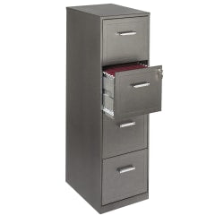 Realspace 18inD Vertical 4-Drawer File Cabinet, Stone