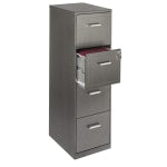 Realspace 18inD 4-Drawer Vertical Letter-Size File Cabinet, Metallic Charcoal