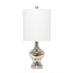 Lalia Home Paseo Table Lamp, 22-1/2inH, White Shade/Mercury Base