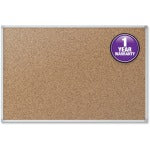 Mead Classic Cork Bulletin Board - 36in Height x 48in Width - Natural Cork Surface - Self-healing - Silver Aluminum Frame - 1 Each