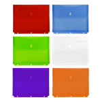 JAM Paper Plastic Binder Envelopes, 9-1/2in x 11-1/2in, Adhesive Seal, Assorted Colors, Pack Of 6 Envelopes