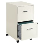 Realspace 18inD SOHO Vertical Letter-Size Mobile File Cabinet, 2 Drawers, Pearl White