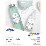 Avery Easy Peel Print-To-The-Edge Permanent Textured Arched Labels, 22809, 2 1/4in x 3in, 100% Recycled, White, Pack Of 90