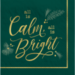 Amscan Christmas Calm And Bright Lunch Napkins, 6-1/2in x 6-1/2in, Green, Pack Of 48 Napkins