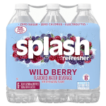 Splash Refresher Wild Berry Flavor Water Beverage 16.9 FL OZ Plastic Bottle Pack of 6