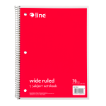 C-Line Wide Rule Spiral Notebooks, 8in x 10-1/2in, 1 Subject, 70 Sheets, Red, Case Of 24 Notebooks