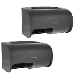 Alpine Double Roll Jumbo Toilet Paper Dispensers, 10-5/16inH x 6-5/16inW x 6-5/16inD, Gray, Pack Of 2 Dispensers