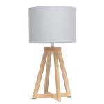 Simple Designs Interlocked Triangular Table Lamp, 19-1/8inH, Gray Shade/Natural Base