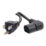 C2G 14ft 18 AWG Universal Right Angle Power Cord (NEMA 5-15P to IEC320C13R) - Power cable - TAA Compliant - NEMA 5-15 (M) to IEC 60320 C13 - 14 ft - 90 deg. connector, molded - black