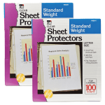 Charles Leonard Top-Loading Sheet Protectors, 8 1/2in x 11in, Clear, 100 Per Pack, 2 Packs